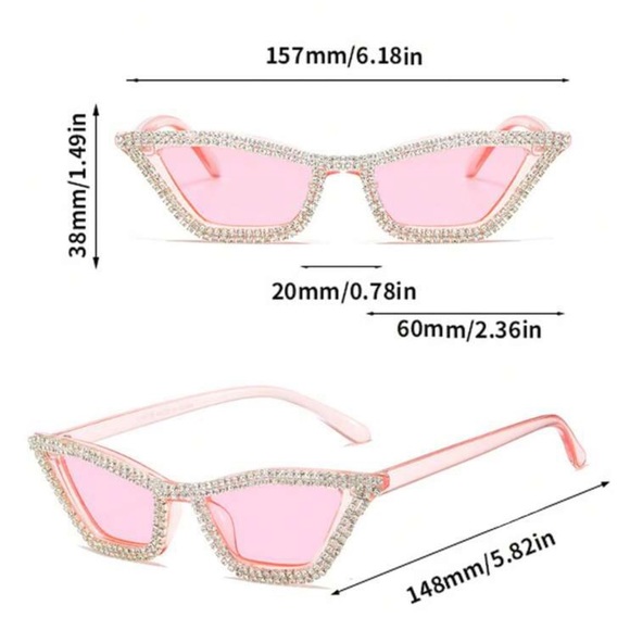 EXTREMELY RARE pink diamond cat eye sunglasses - Picture 4 of 5